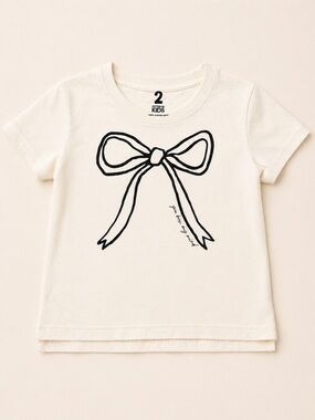 Cotton On Kids Toddler Tee Size 2 Cream Bow Graphic Short Sleeve Shirt